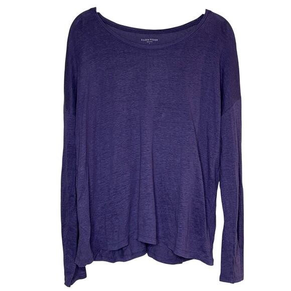 Eileen Fisher Tops - Eileen Fisher Purple 100% Linen Shirt Size S Long Sleeves